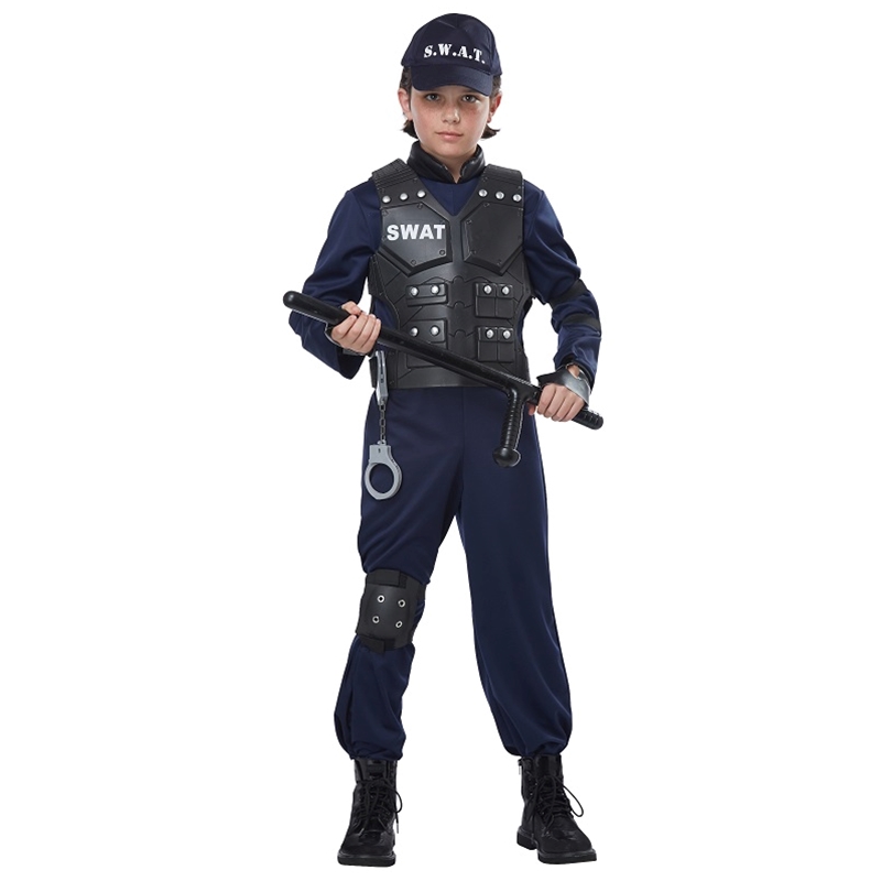 SWAT Team Jumpsuit Vest Halloween Police Officer Force Costume Adult Men
