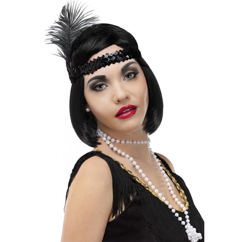 1920's Flapper Character Kit includes Sequin Headband, Pearl Necklace, and Cigarette Holder