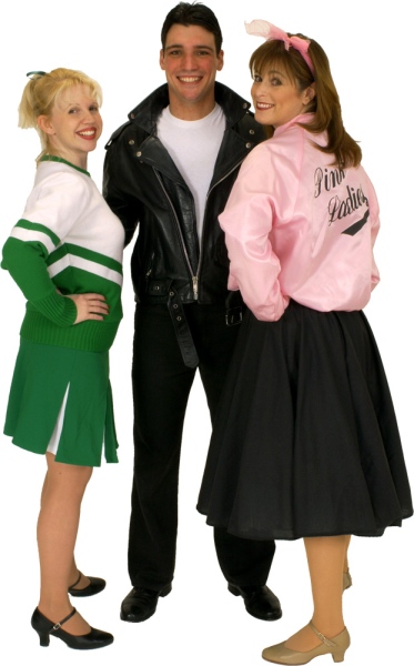 Rental Costumes for Grease - Rydell Cheerleader, Danny Zuko, and Pink Lady