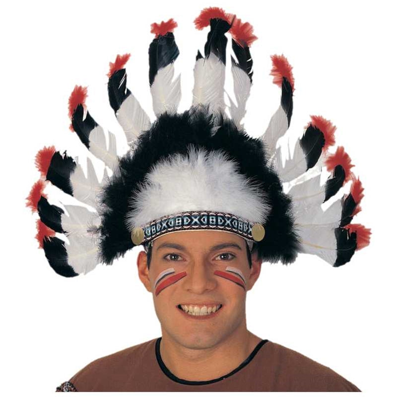 Native American Headdress - Basic Black, Red and White