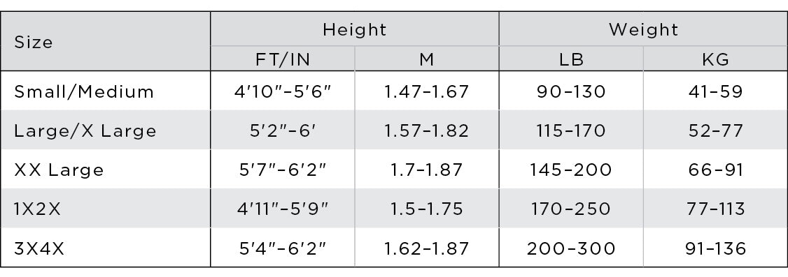 Sizing Chart