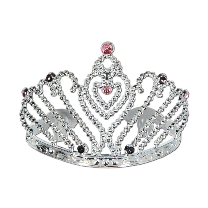 Silver Sequin Tiara with Combs