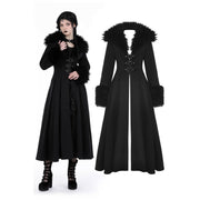 Gothic Fur Neck and Sleeves Woolen MaxI Coat