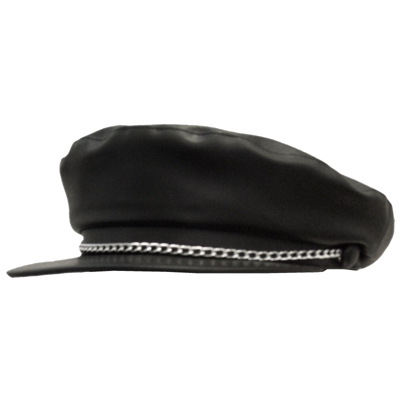 Vinyl Biker Hat With Chain