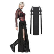 Punk Metal Black Slit Long Skirt