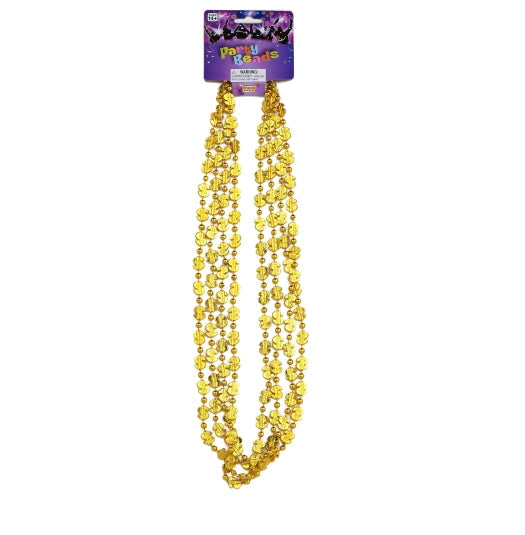 Mardi Gras Gold Dollar Sign Throw Beads