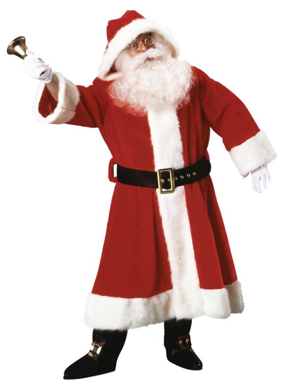 Plush Old Time Santa Suit With Hood