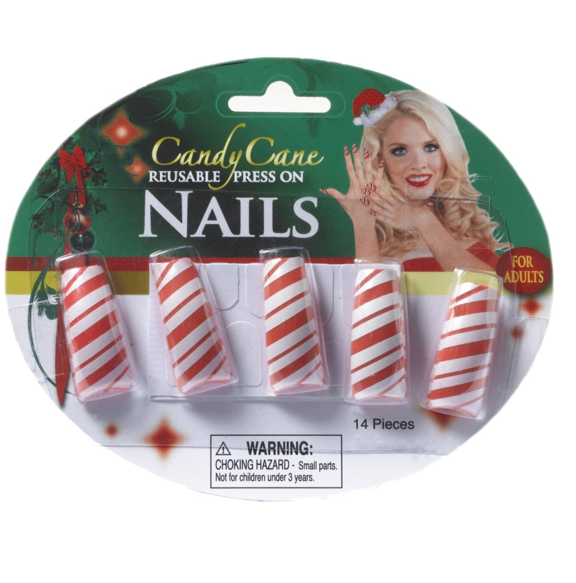 Candy Cane Finger Nails
