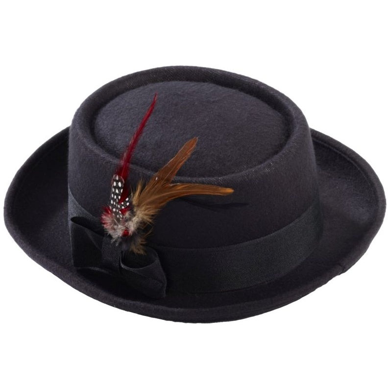 Black Pork Pie Gangster Hat
