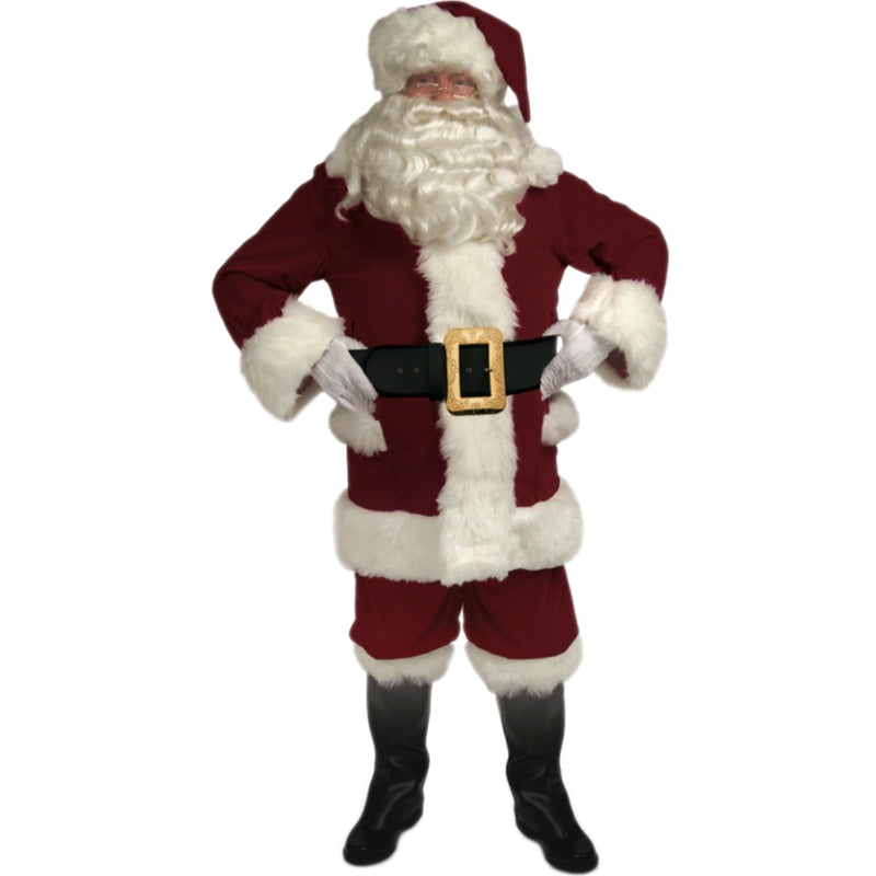 Burgundy Velvet Santa Suit with Overalls