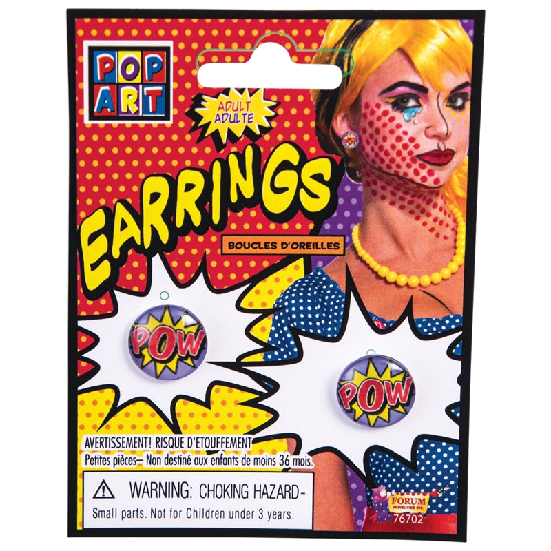 Pop Art Earrings with Comic Book Print