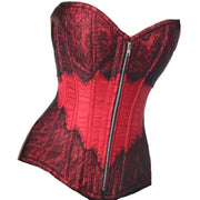 Wine Brocade Corset with Lace