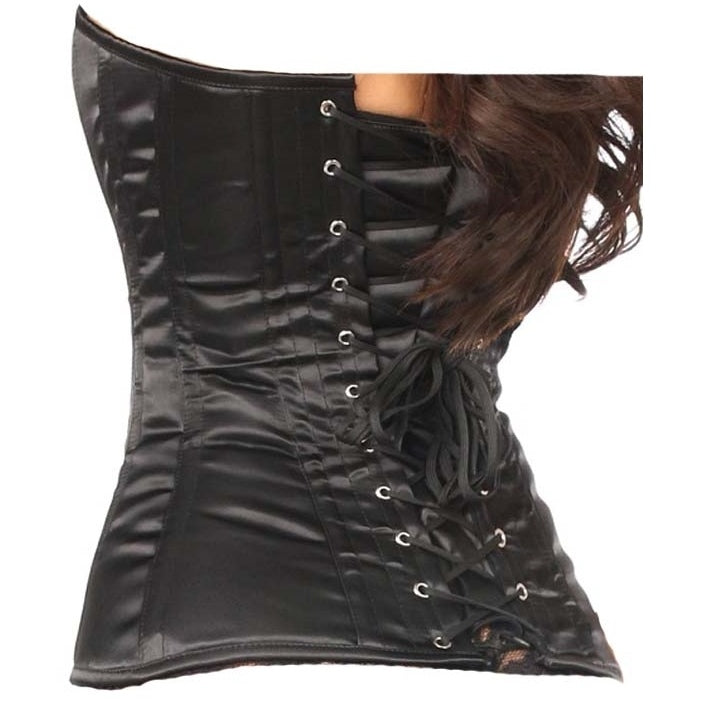 Black Sequin Front Overbust Steel Boned Corset