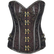 Brocade & Faux Leather Steel Boned Corset