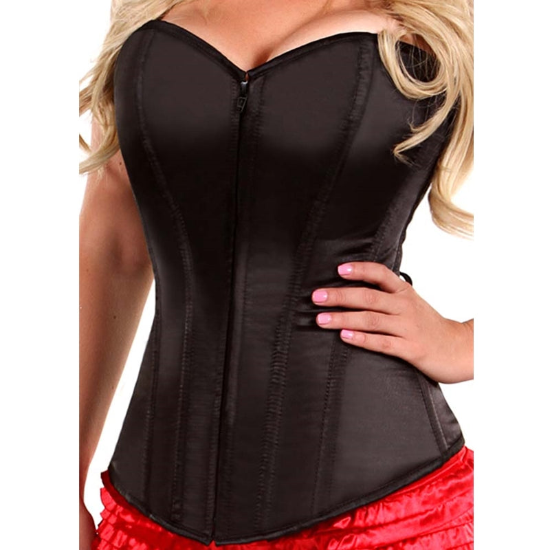 Lavish Black Sweetheart Front Zipper Corset