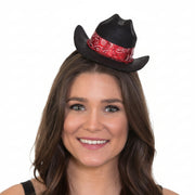 Mini Cowboy Hat Headband with Red Paisley Band
