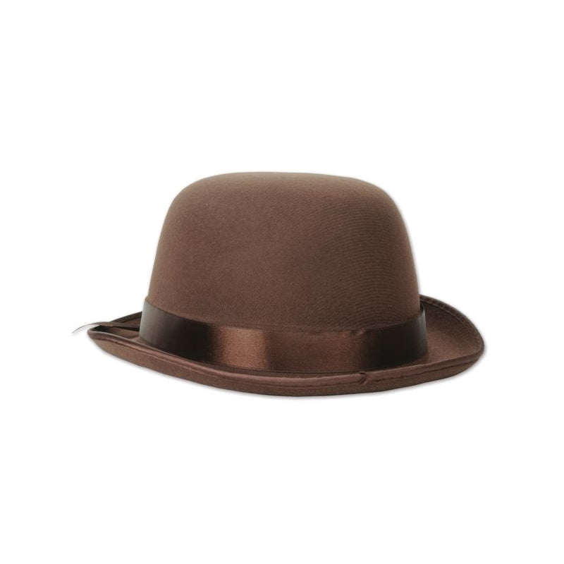 Brown Bowler Hat with Satin Finish