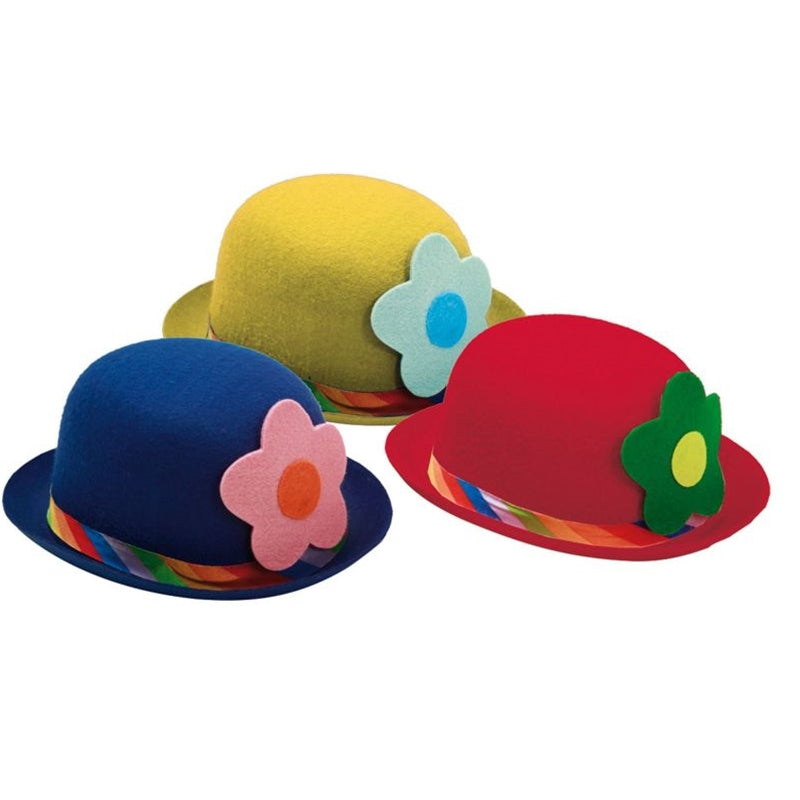 Clown Derby Bowler Hat with Daisy Flower