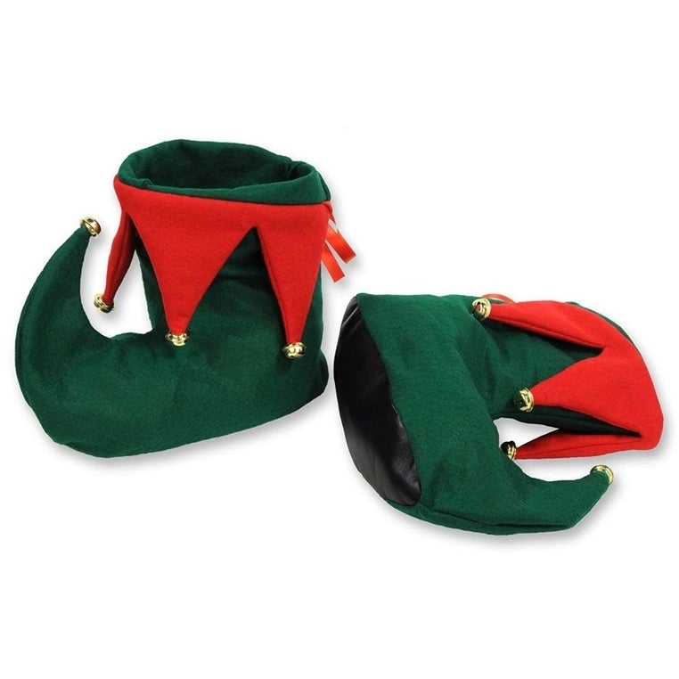 Green and Red Christmas Elf Boots