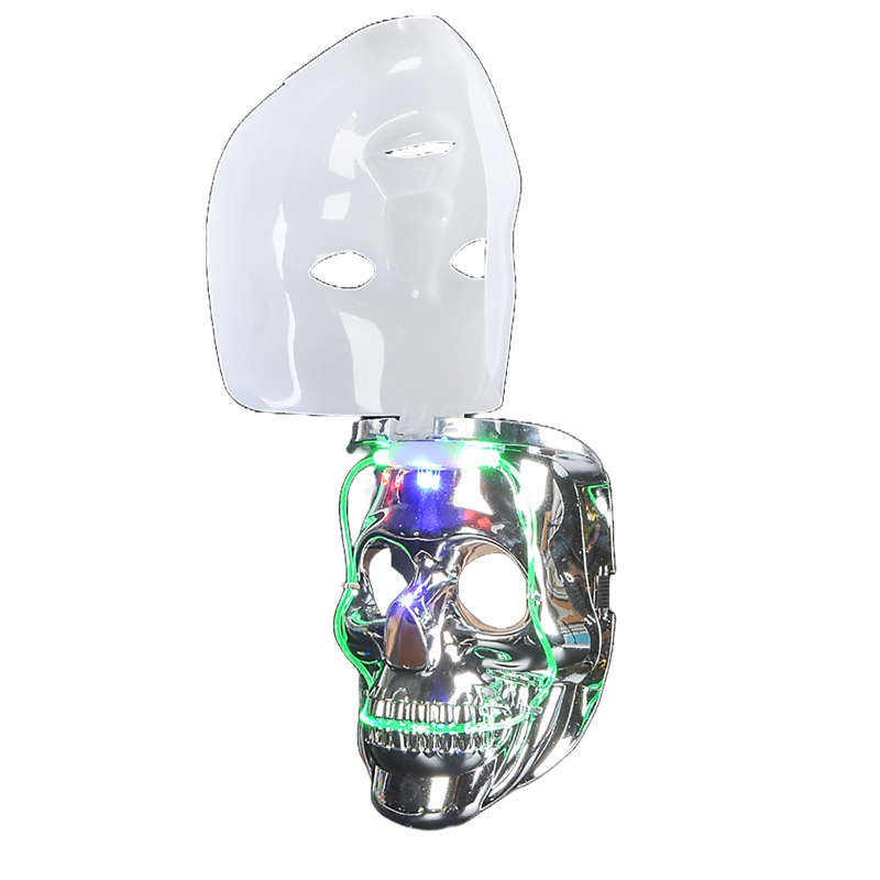 Light-Up Double Silver Skull Mask