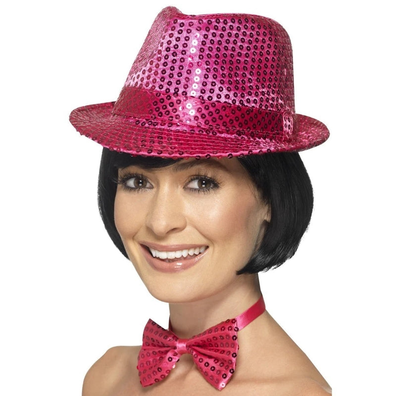 Pink Sequin Trilby Hat