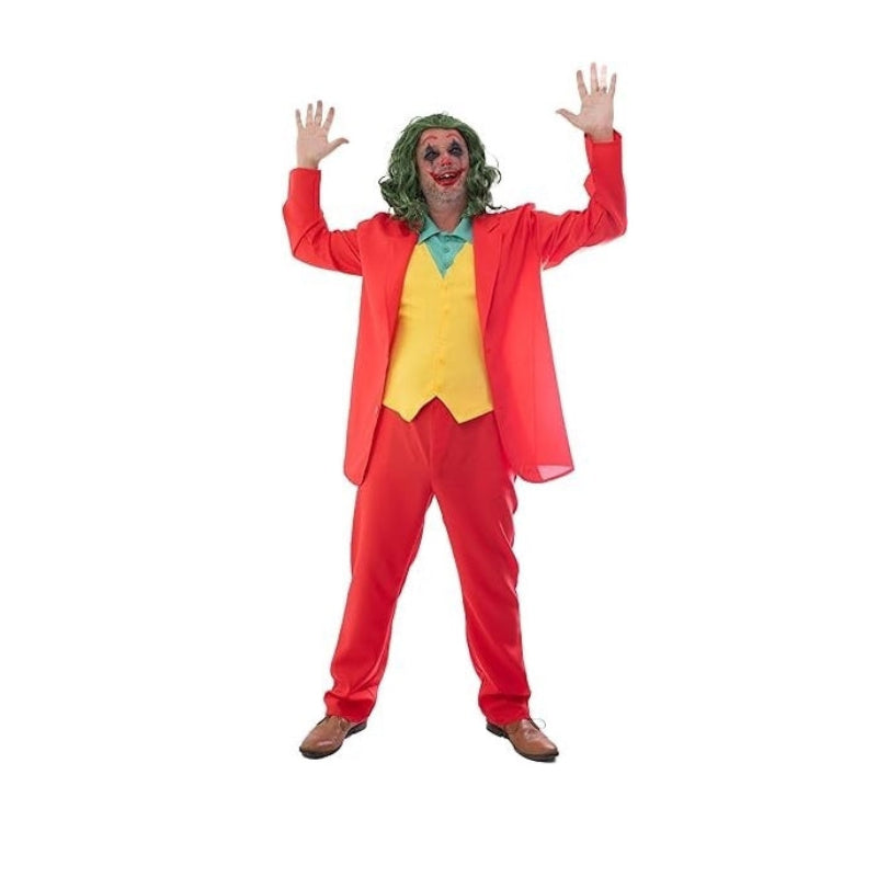 Laughing Man Clown Suit Red (4pc) Adult Costume XL