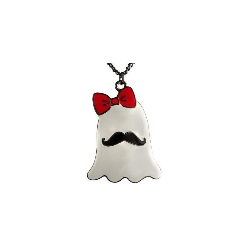 Ghost Necklace w/Bow and Mustache   