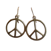Peace Sign Earrings Silver Pierced 