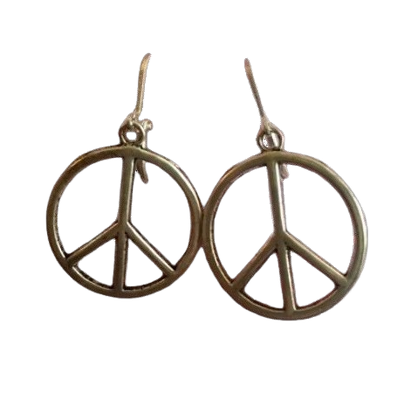 Peace Sign Earrings Silver Pierced 