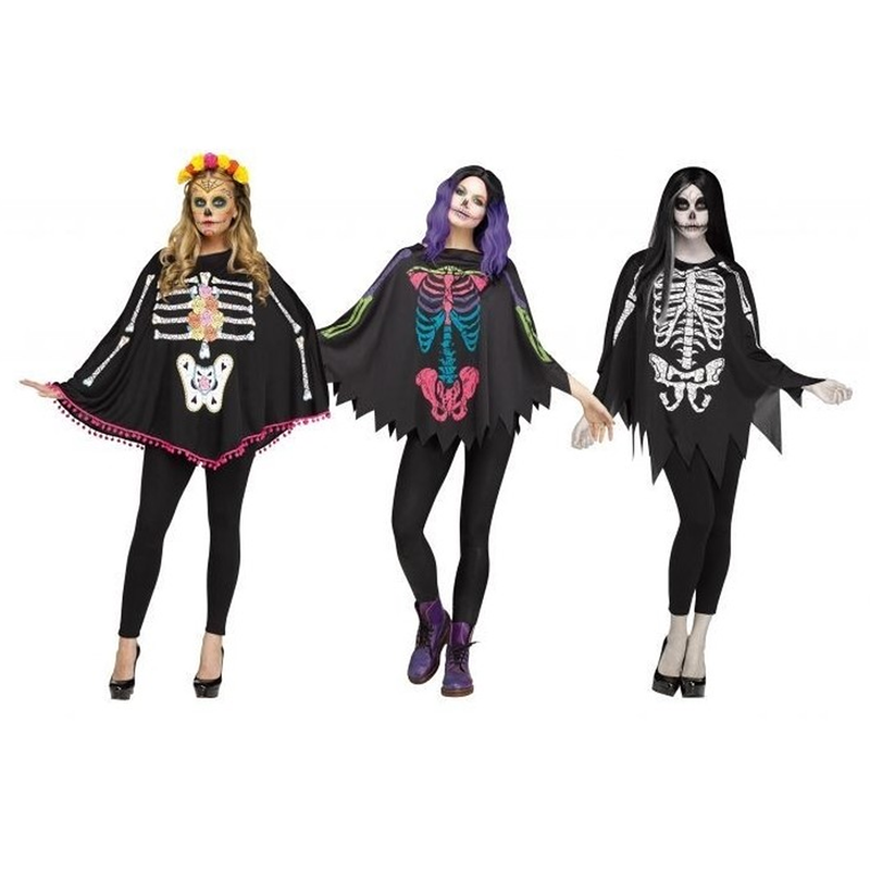 Skeleton Poncho Adult Assortment
