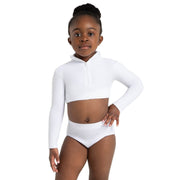 Crop Top Long Sleeve T-Neck Childs White 