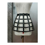 Faux Leather Cage Skirt Black and Gold