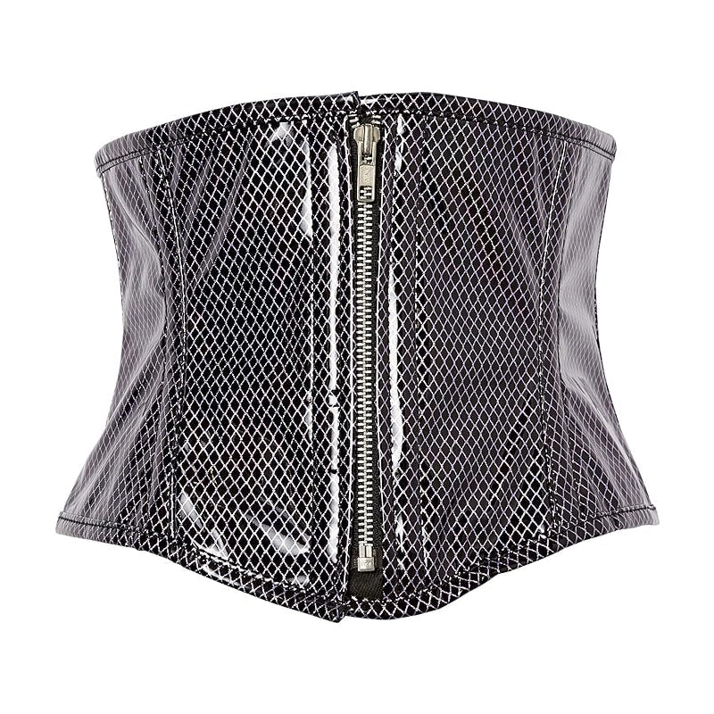 Mini Cincher Steel Boned Rainbow Fishnet