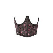 Satin Open Cup Cincher Black with Magenta Witches Adult