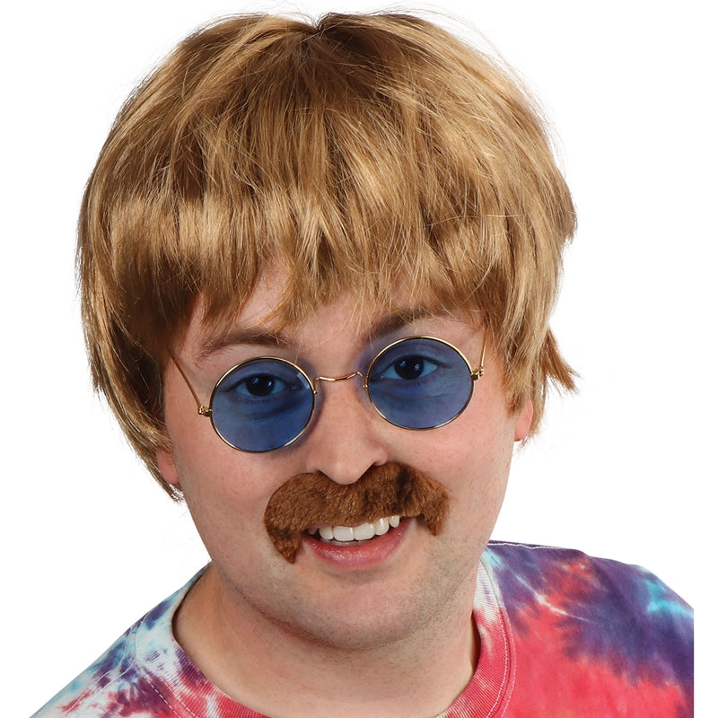 Men's Hippie Wig with Moustache and Glasses