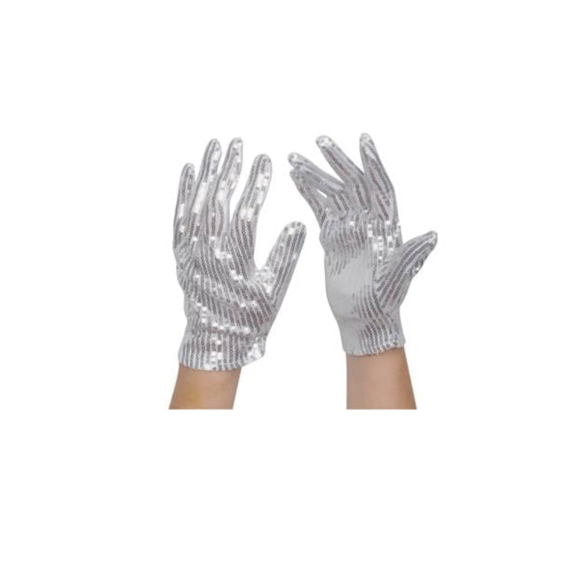 White Sequined Gloves Adult