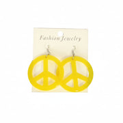 Peace Sign Earrings Pierced Yellow 