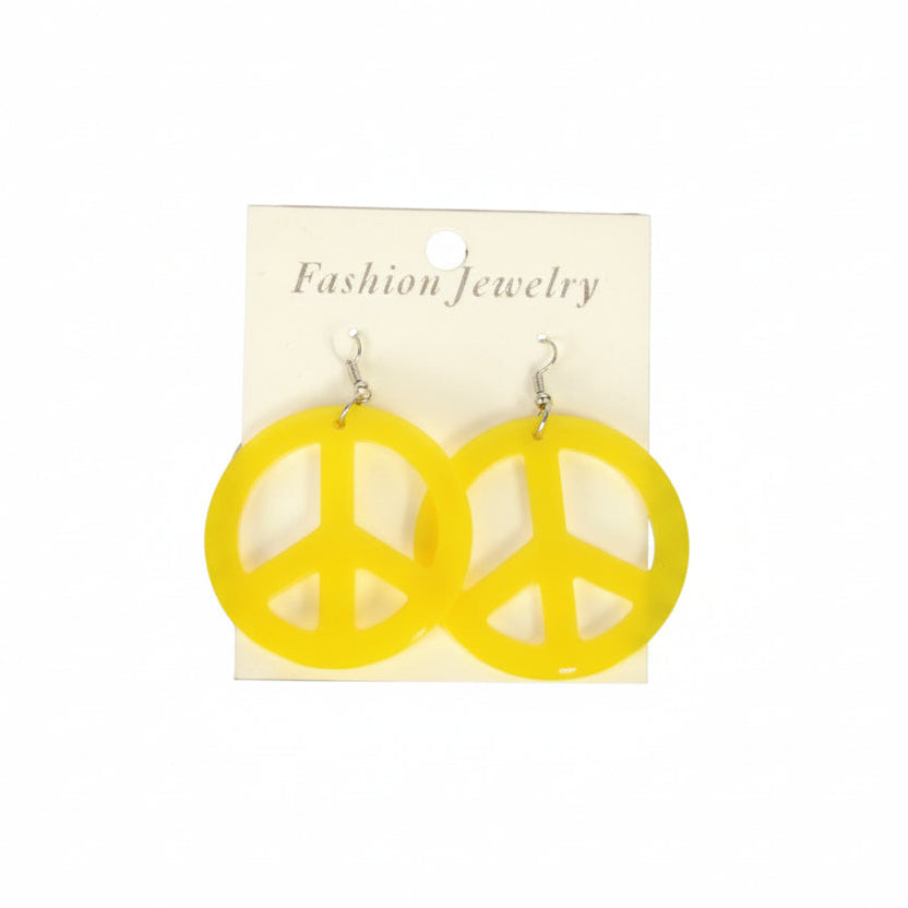 Peace Sign Earrings Pierced Yellow 