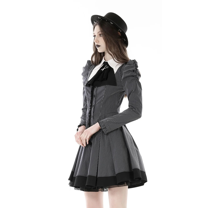 Black and White Striped Preppy Dress Adult