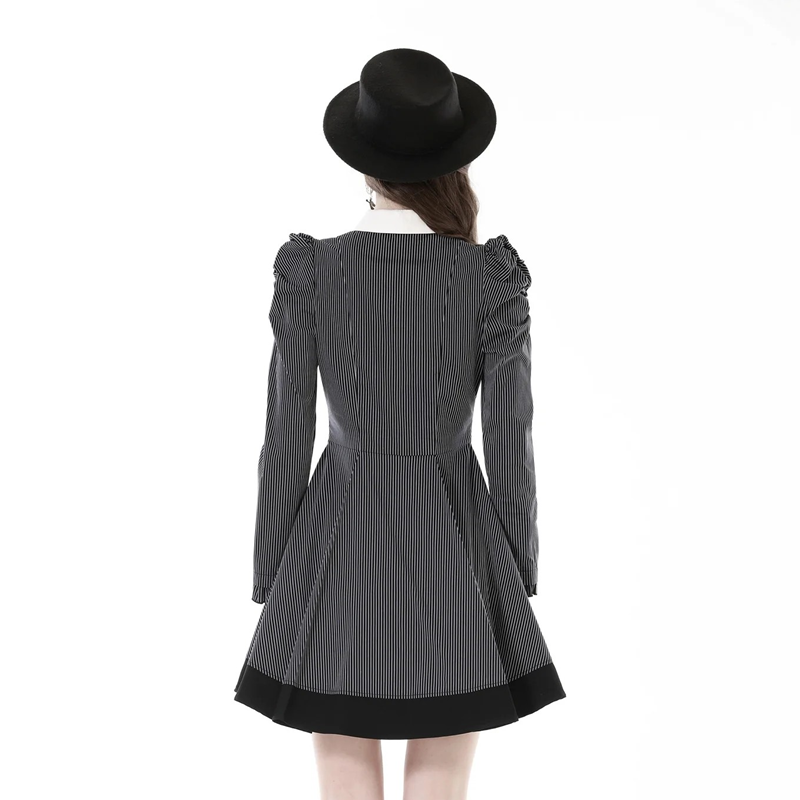 Black and White Striped Preppy Dress Adult