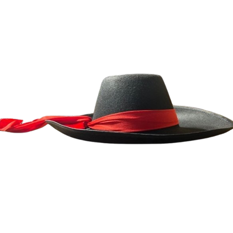 Bandolero Hat Black with Red Ribbon 