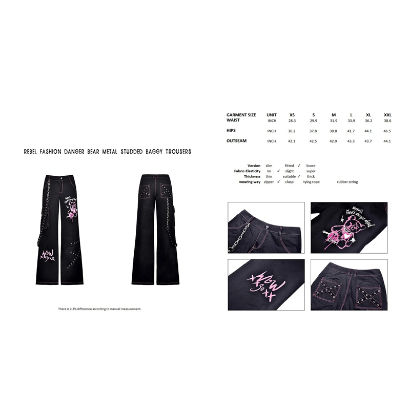 Punk Rebel Bear Baggy Pants Adult