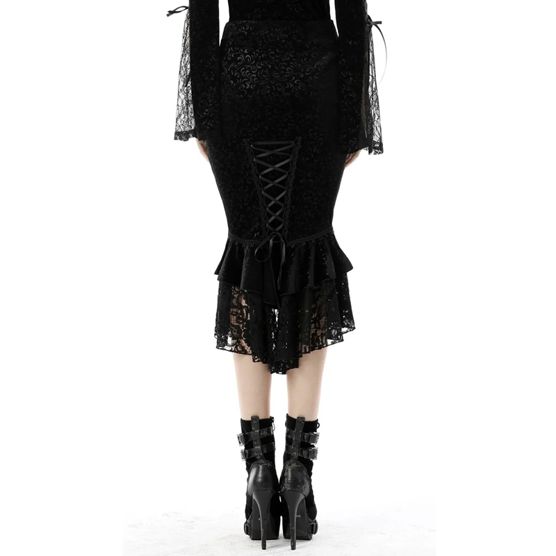 Gothic Classic Jaquard Tail Skirt Adult Black 