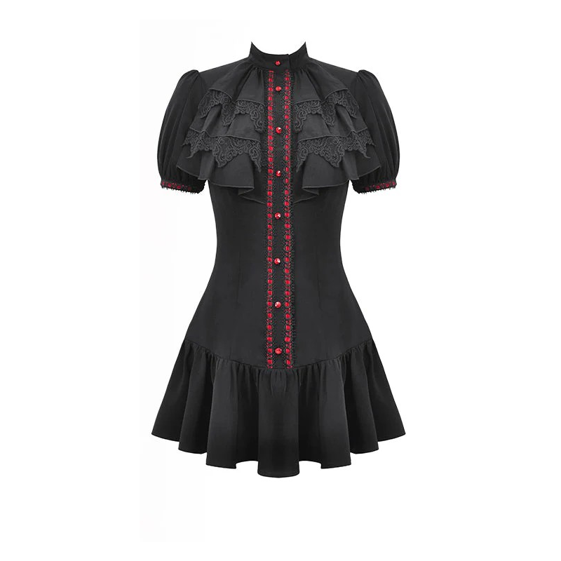 Gothic Dress with Blood Crystal Buttons- Extra Small Adult