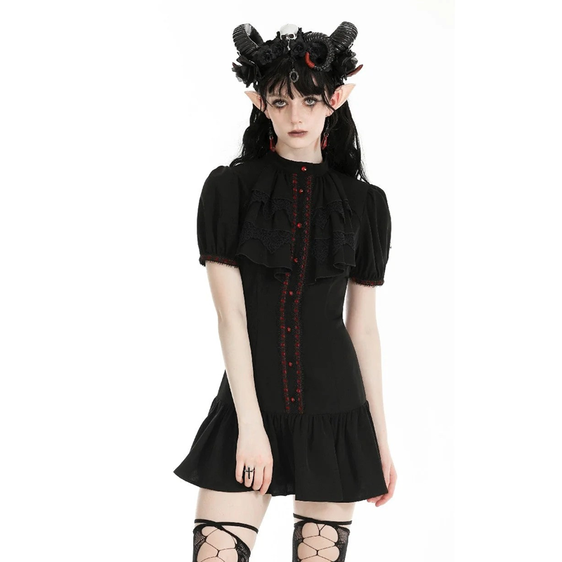 Gothic Dress with Blood Crystal Buttons- Extra Small Adult