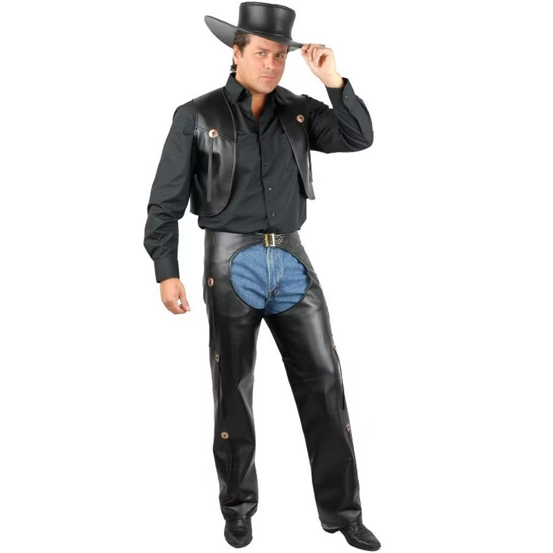 Chaps & Vest Mens Black