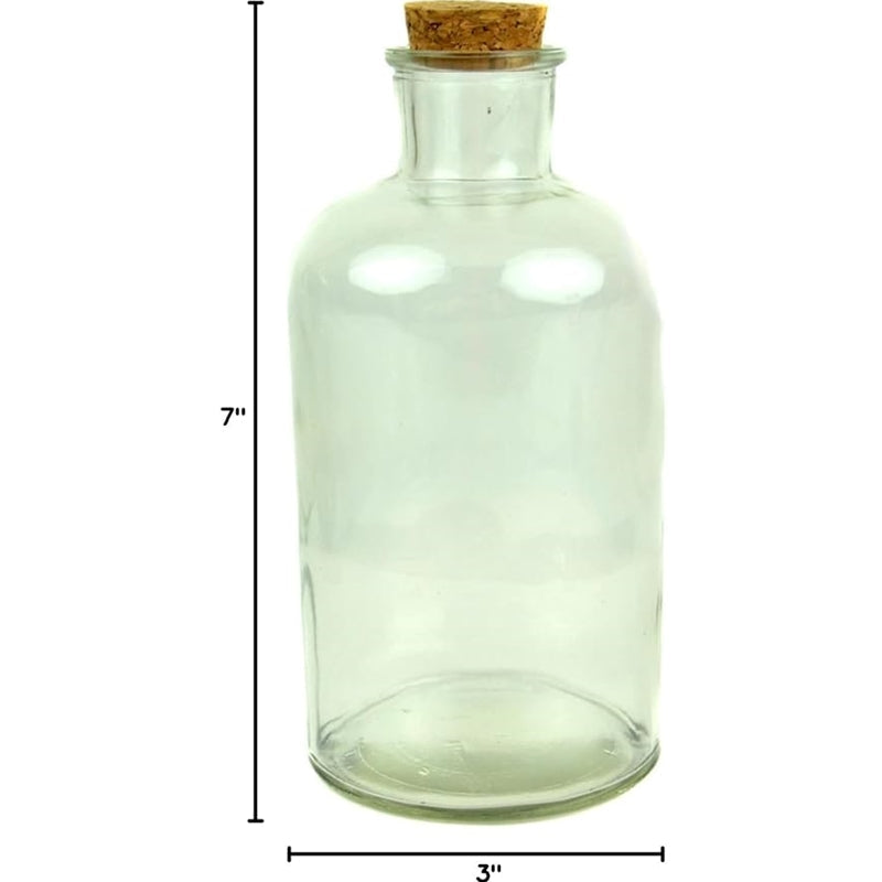 Glass Bottle w/Cork Stopper 7" 