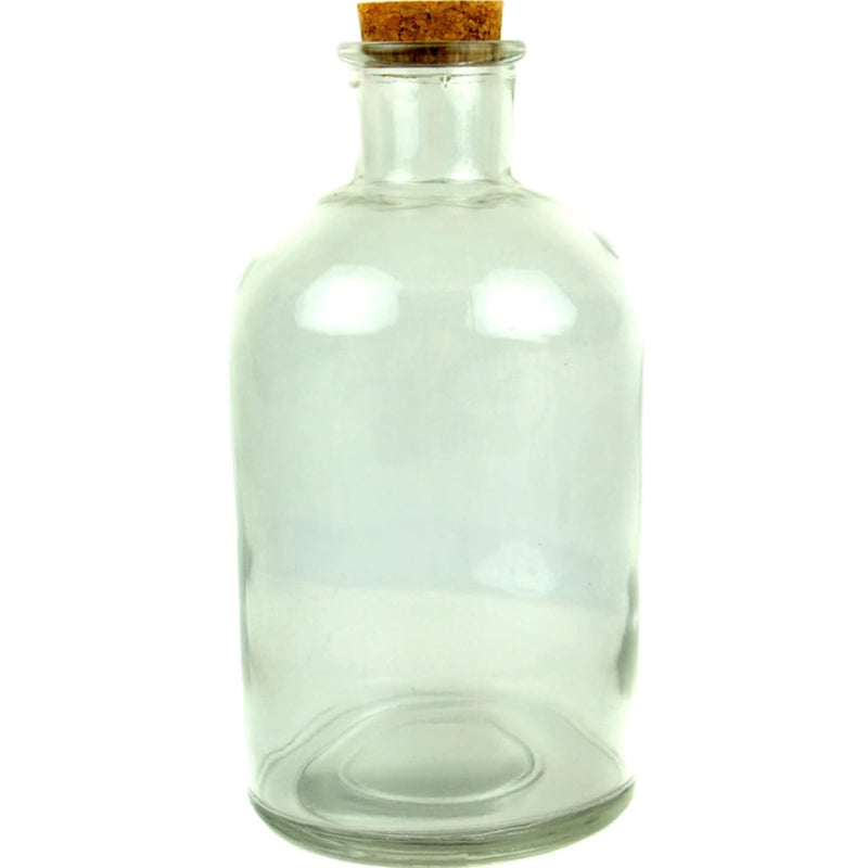 Glass Bottle w/Cork Stopper 8.25" 