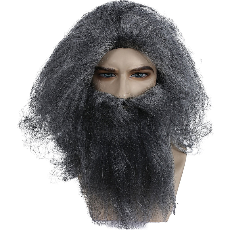 Coal Miner Wig & Beard Set Grey 