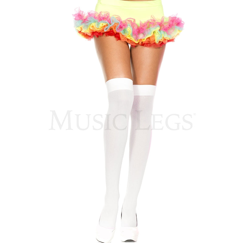 Thigh Highs Ribbed White Adult